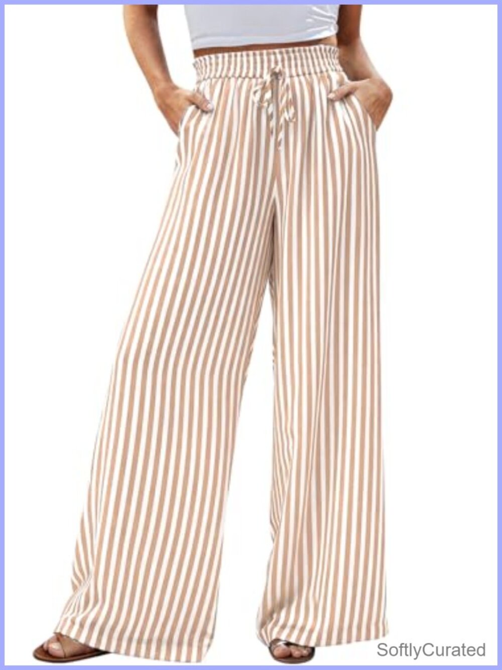 Womens Palazzo Pants 100% Polyester High Waist Wide Leg Flowy Summer Beach